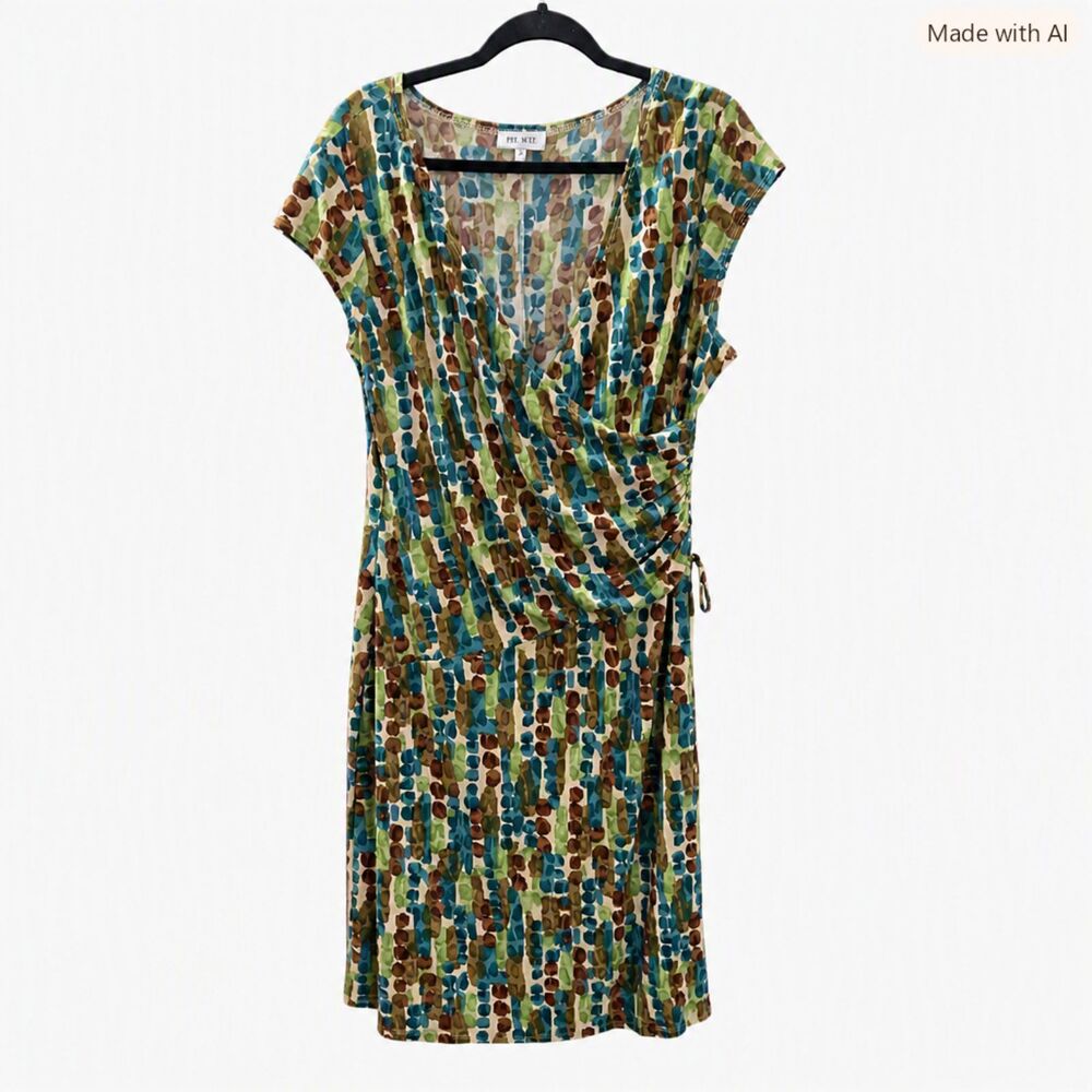 Jones Studio Multicolor Abstract Wrap Dress – Size 16 (EUC)